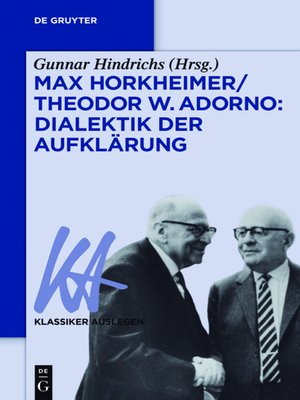 cover image of Max Horkheimer/Theodor W. Adorno